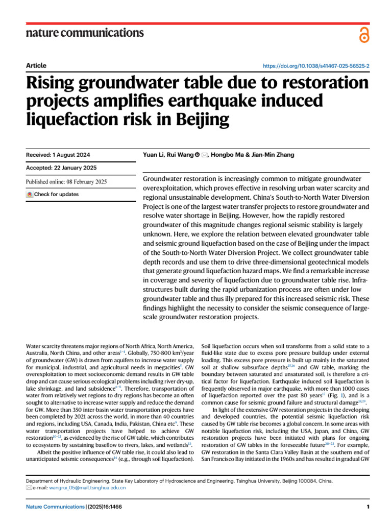 Rising Groundwater Table Due to Restoration Projects Amplifies ...
