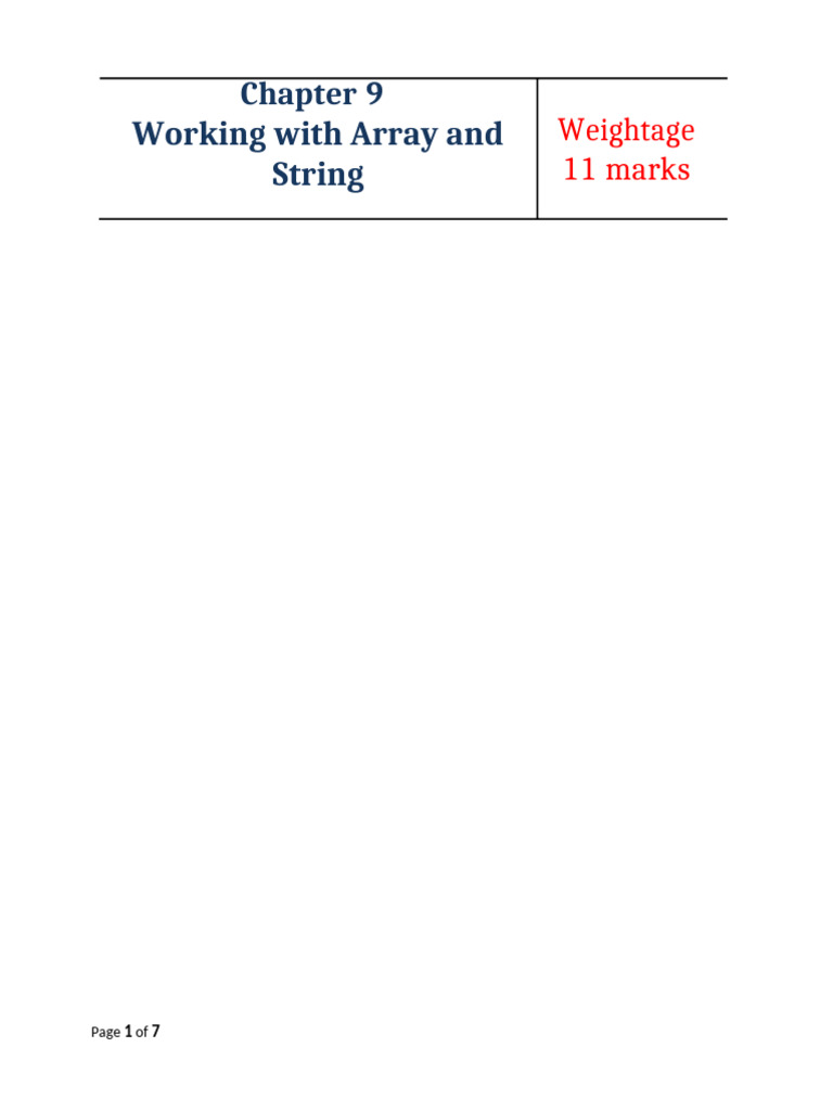 Chapter 9 Working With Array and String | PDF | Integer (Computer ...