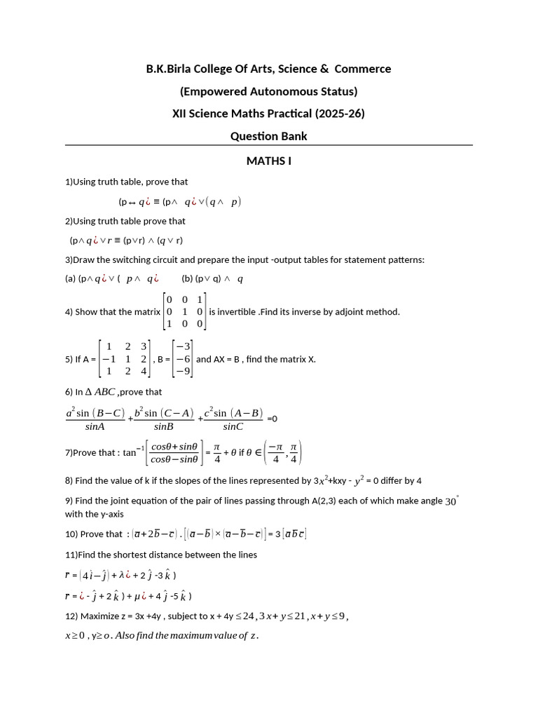 Sci Practical Q.B | PDF | Mathematical Physics | Mathematical Relations