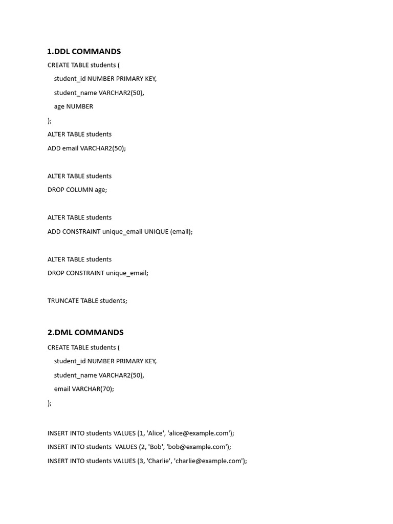 SQL RECORD PROGRAMS FOR BEGINNERS (DDL,DML COMMANDS,ETC) with outputs ...