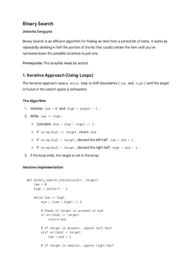 Lecture 2 - Binary Search | PDF | Mathematics | Mathematical Analysis