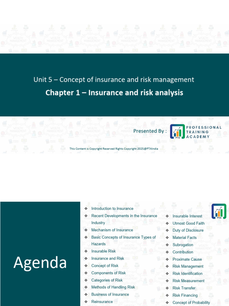 Chapter 1 - Insurance and Risk Analysis | PDF | Reinsurance | Insurance