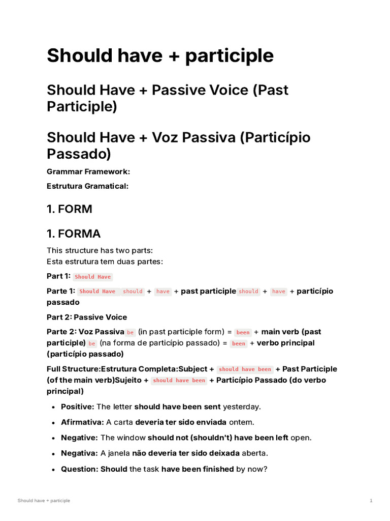 Should Have +participle | PDF | Sintaxe | Mecânica da linguagem