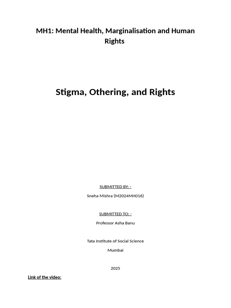 Stigma, Othering, And Rights | PDF | Social Stigma | Mental Health
