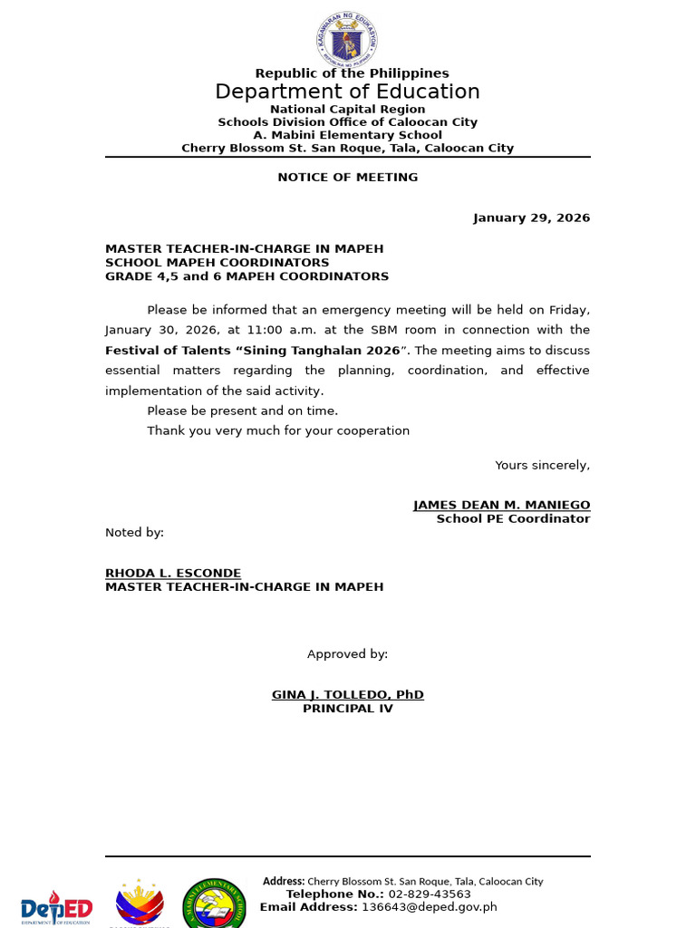 Letter of Request For Meeting | PDF