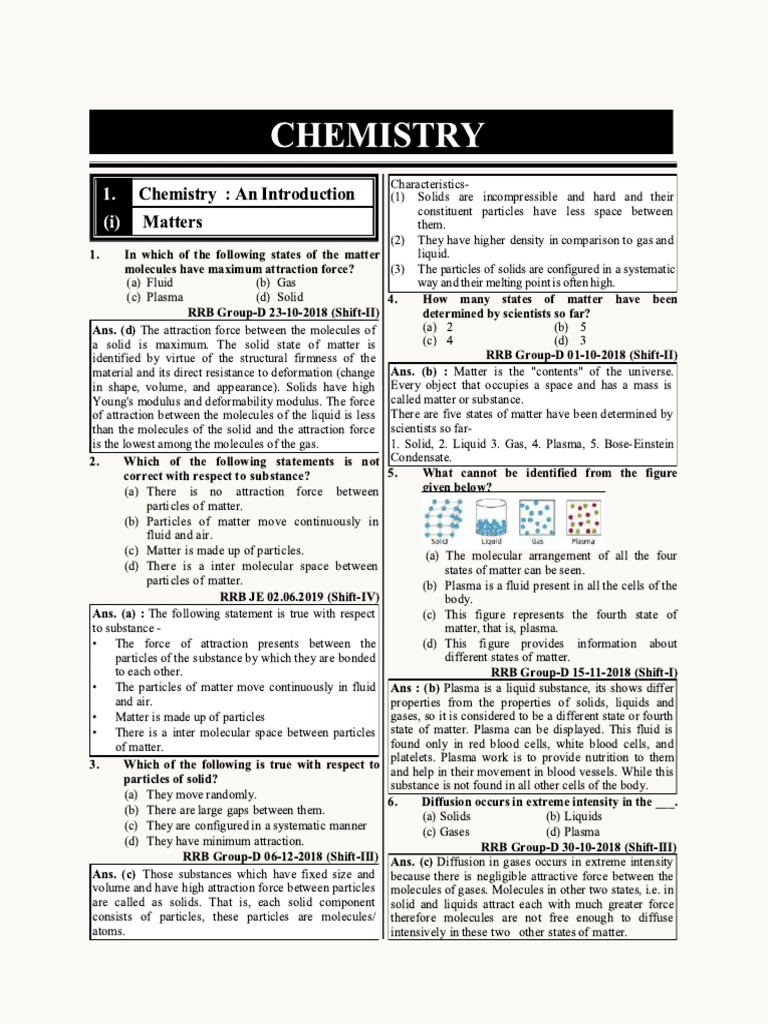 Chemistry PYQ RRB | PDF | Mixture | Chemistry