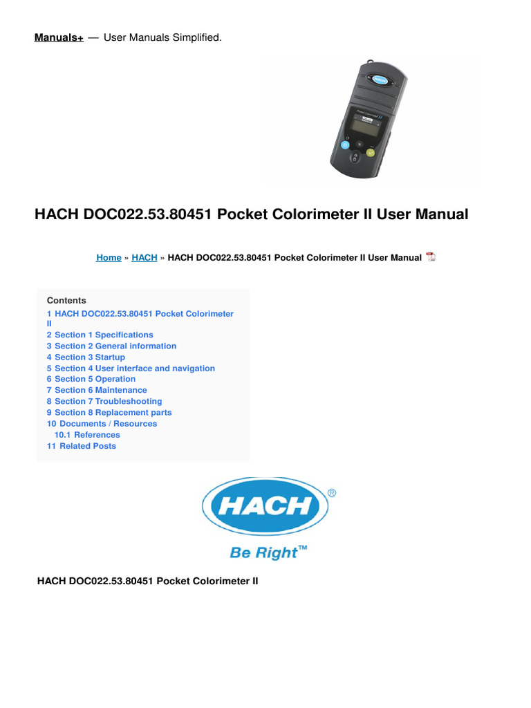 Doc022!53!80451 Pocket Colorimeter II Manual (1) | PDF ...