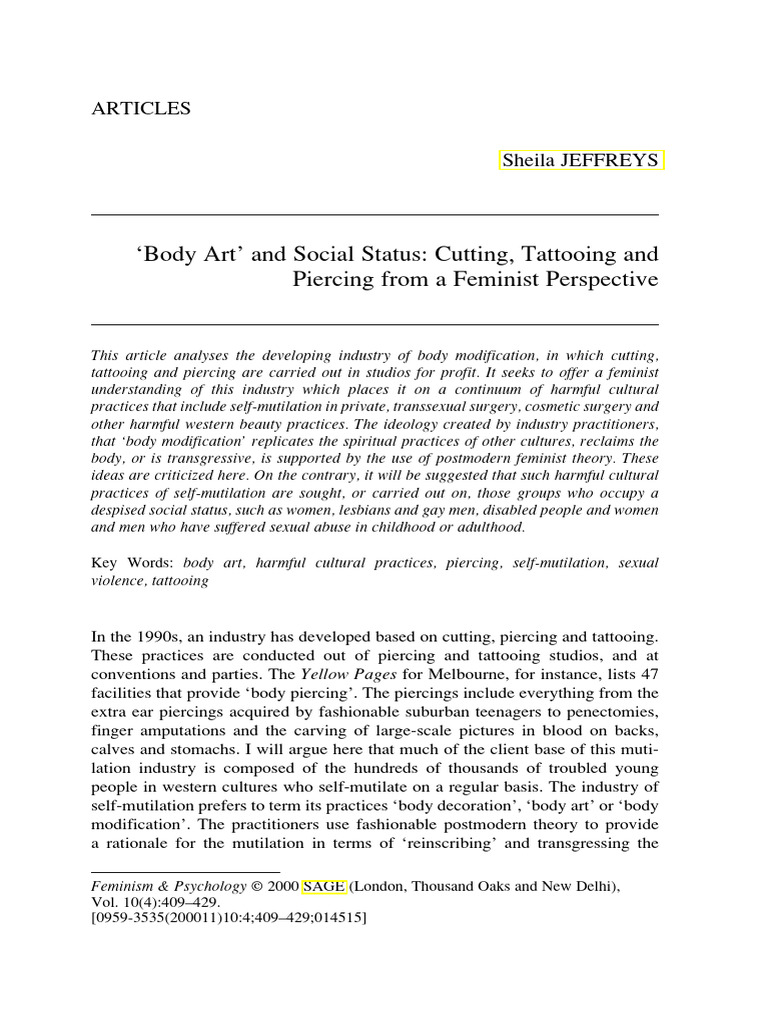 Body Modification Feminist Perspective | PDF | Self Harm | Child Sexual ...
