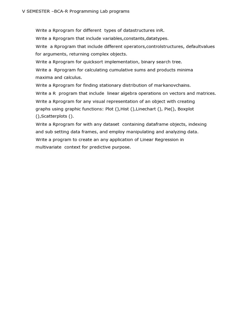 V SEM BCA-R PRG | PDF | Computer Program | Programming