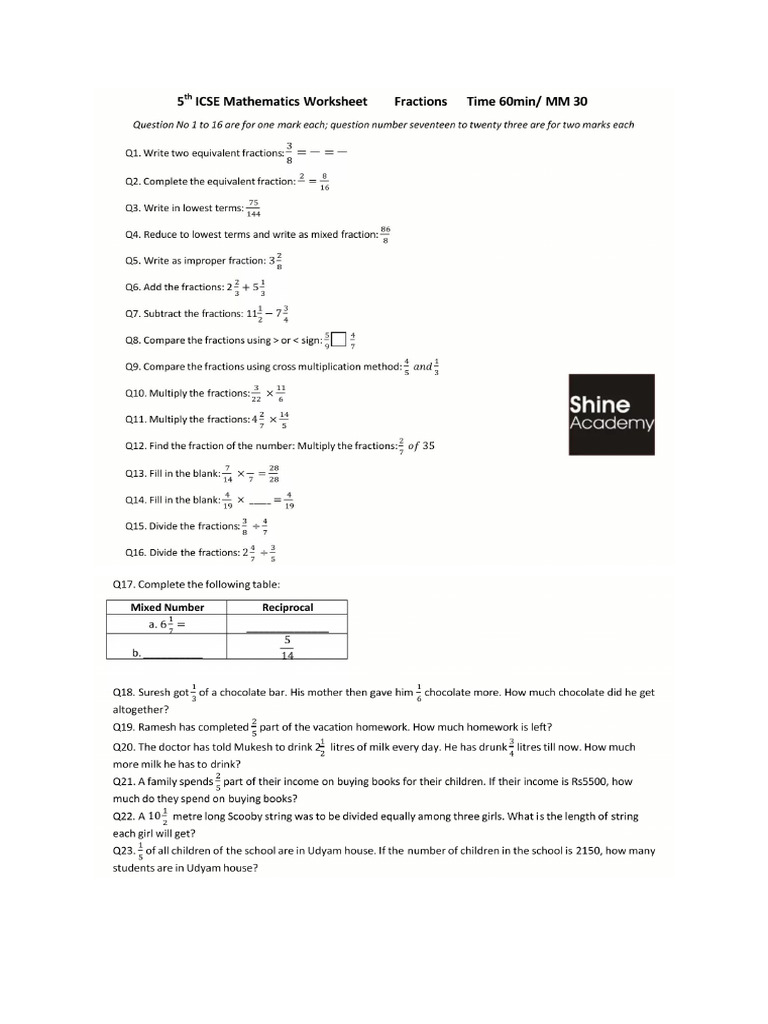 Math Worksheet - 4 | PDF