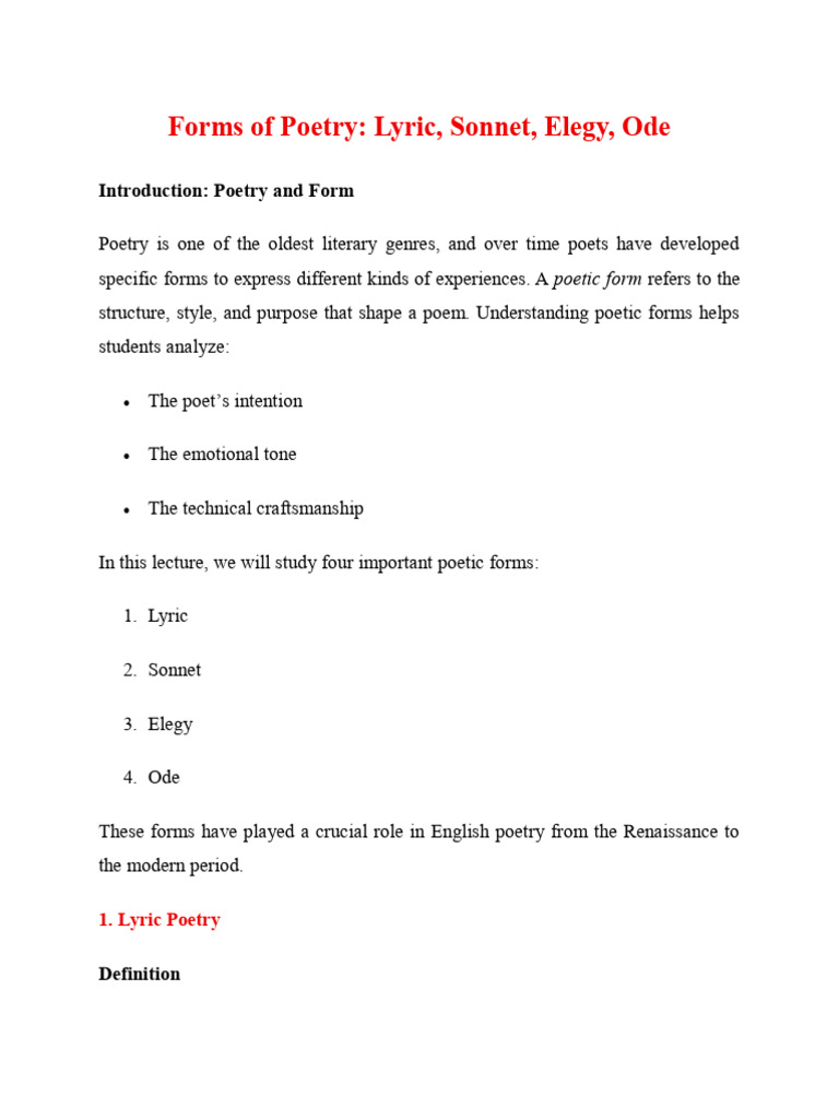 SEM 2 UNIT 1 | PDF | Poetry | Sonnets