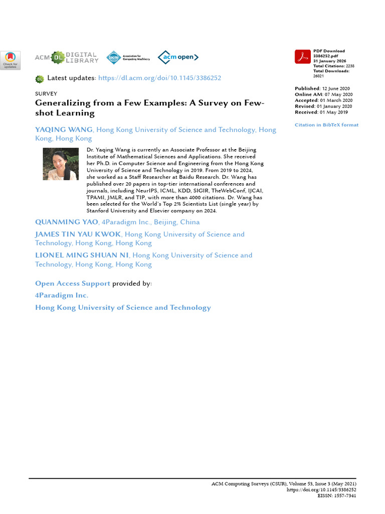 Generalizing From A Few Examples: A Survey On Few-Shot Learning | PDF ...