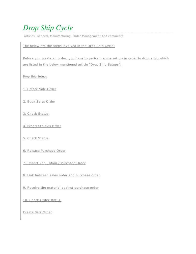 Drop Ship Cycle | PDF