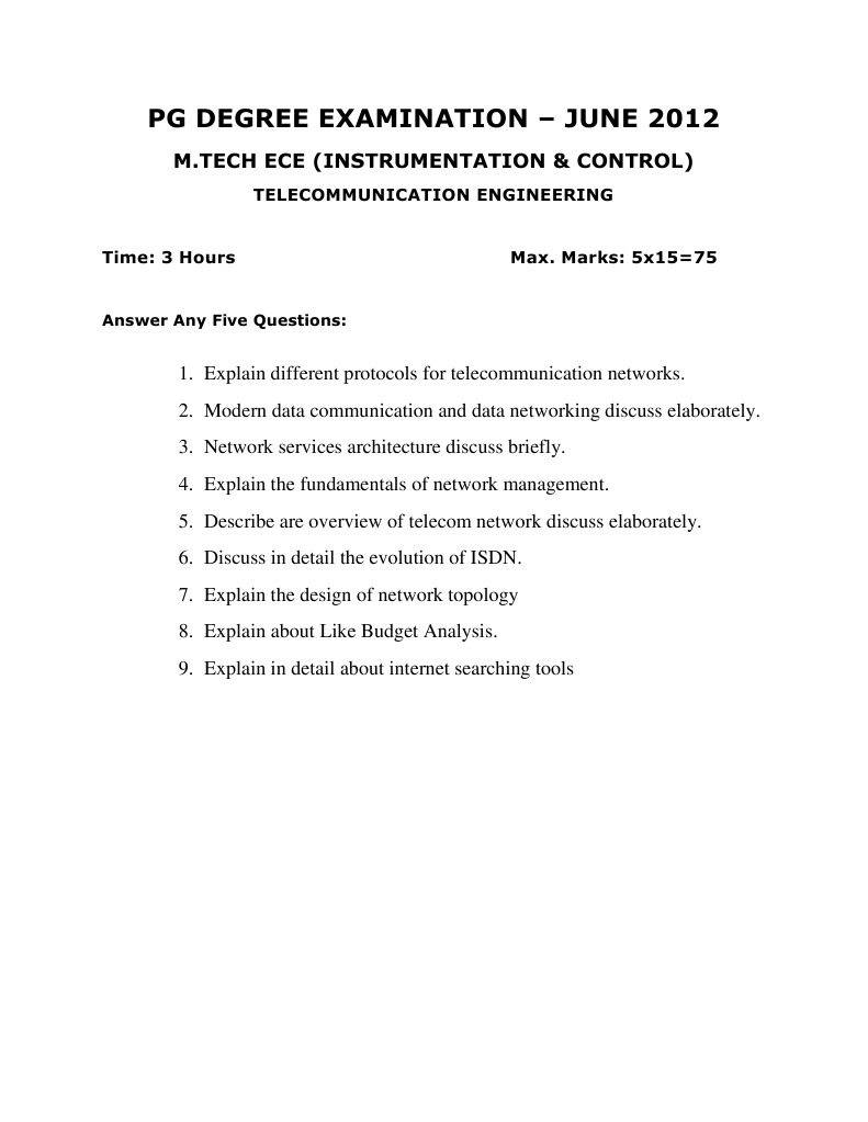 Telecom Engineering Exam Guide | PDF | Technology & Engineering