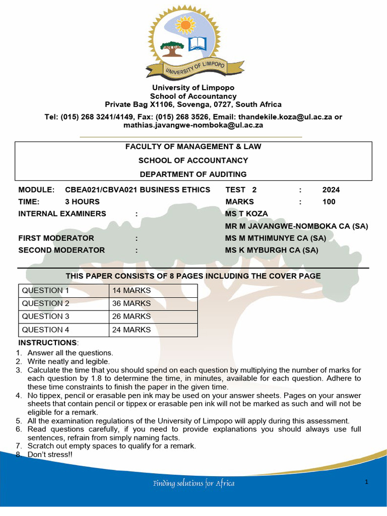 Cbea-Cbva021 Test 2 Question Paper Final | PDF | Crimes | Crime & Violence