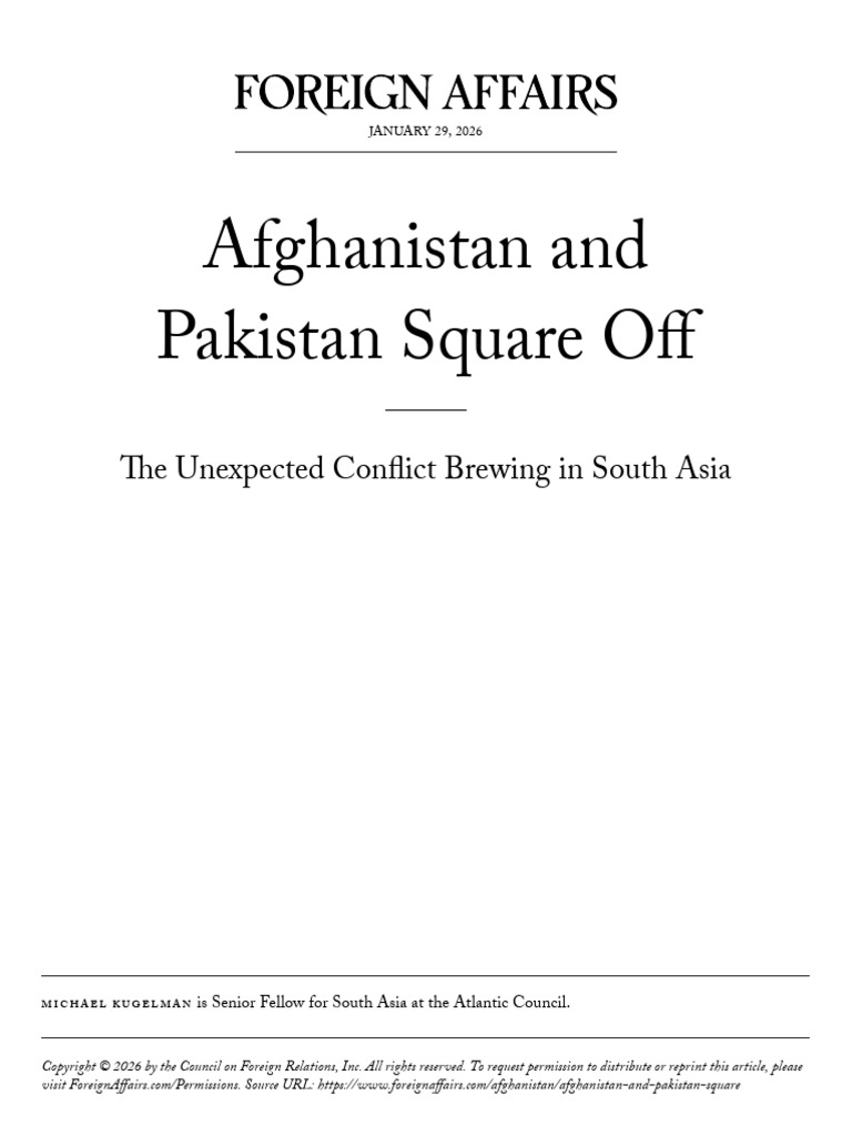 Afghanistan and Pakistan Square Off 2026 01-29-10 02 | PDF ...
