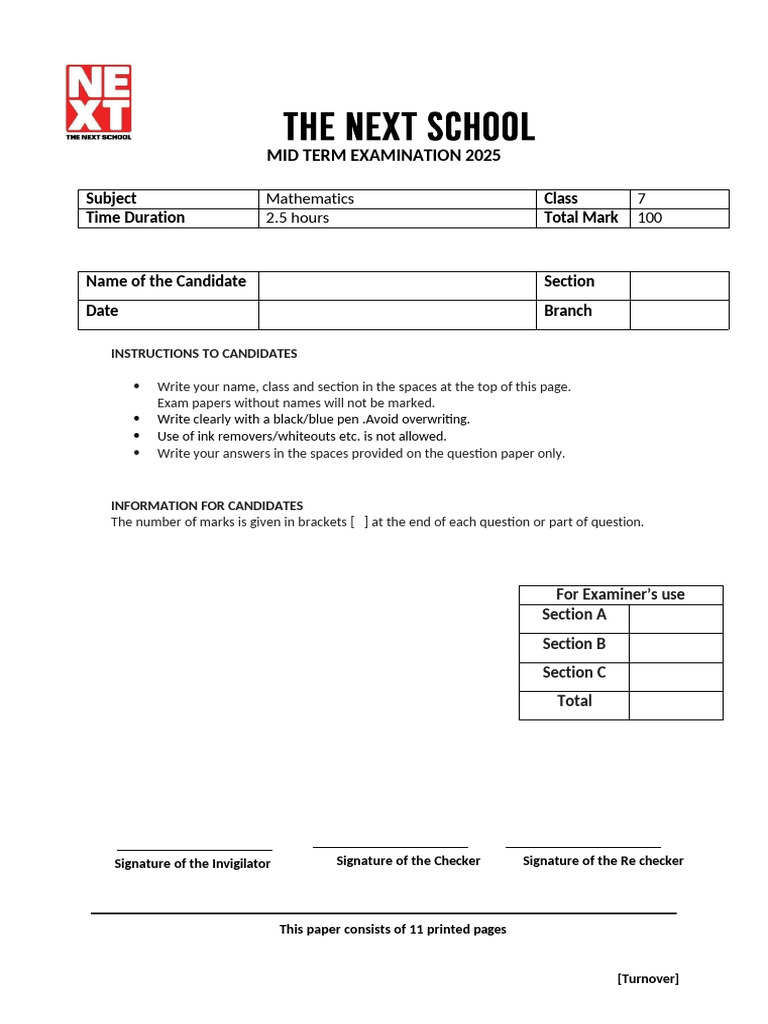 Mathematics Grade 7 Midterm | PDF | Area | Ratio