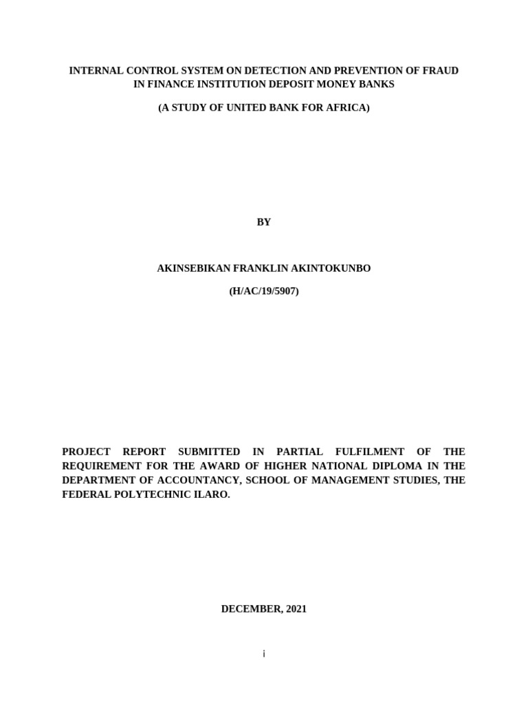 Internal Control System On Detection and Prevention of Fraud in Finance ...