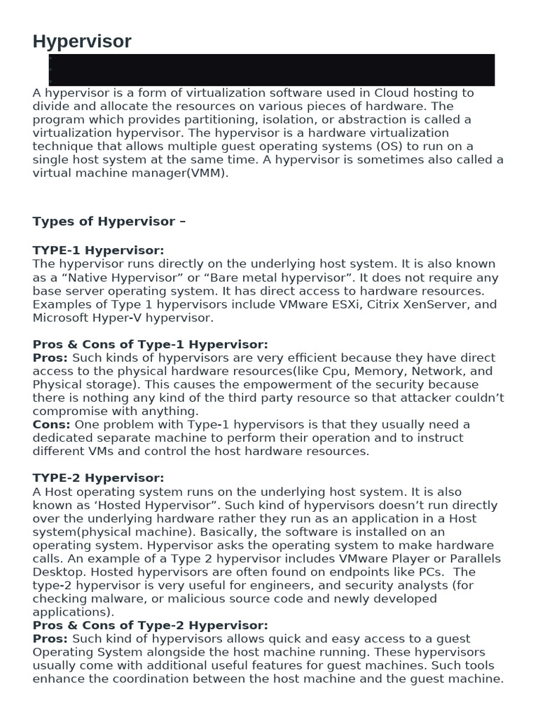 Hyper Visor | PDF | Virtualization | Cloud Computing