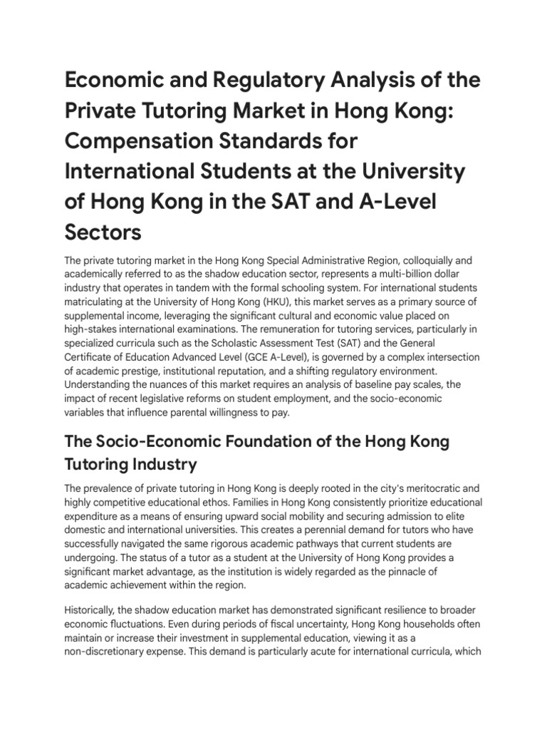 HKU International Student Tutoring Rates | PDF | Sat | Curriculum
