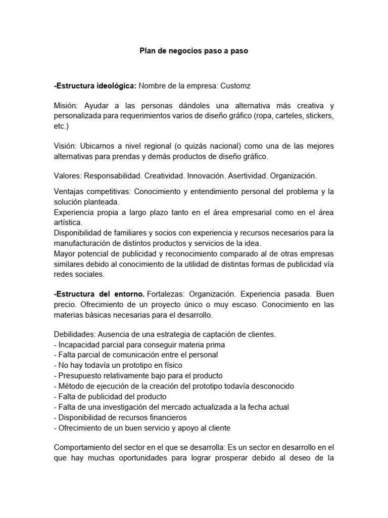 Plan de Negocio Paso A Paso | PDF | Plan de negocios | Publicidad