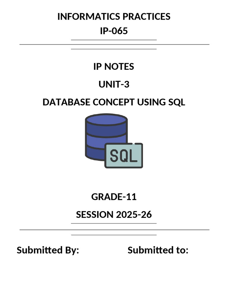 Unit-3 IP Notes | PDF | Relational Database | Relational Model