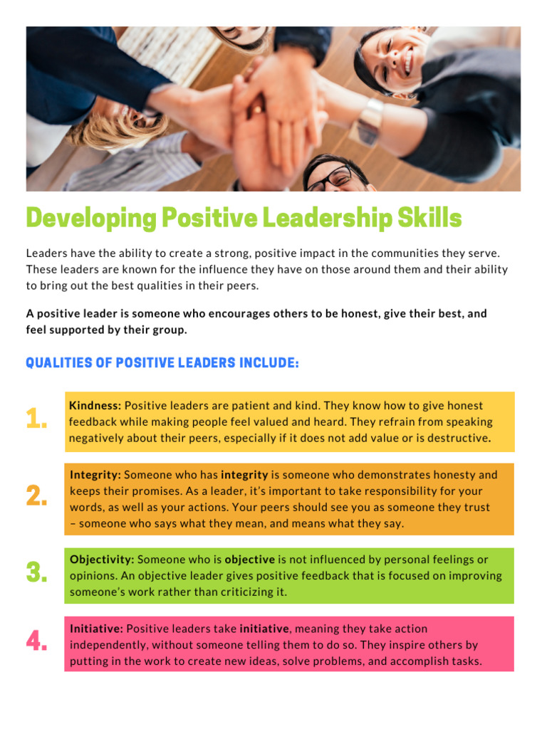 Developing Positive Leadership Skills | PDF | Leadership | Behavioural ...