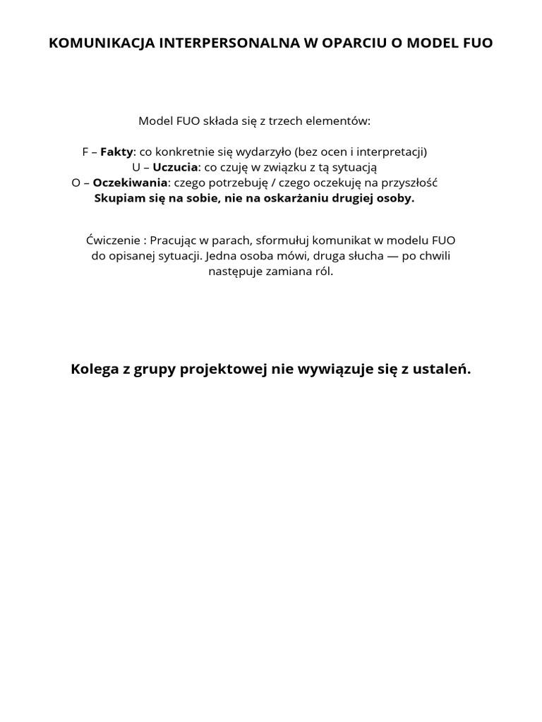 Komunikacja Interpersonalna W Oparciu o Model Fuo | PDF