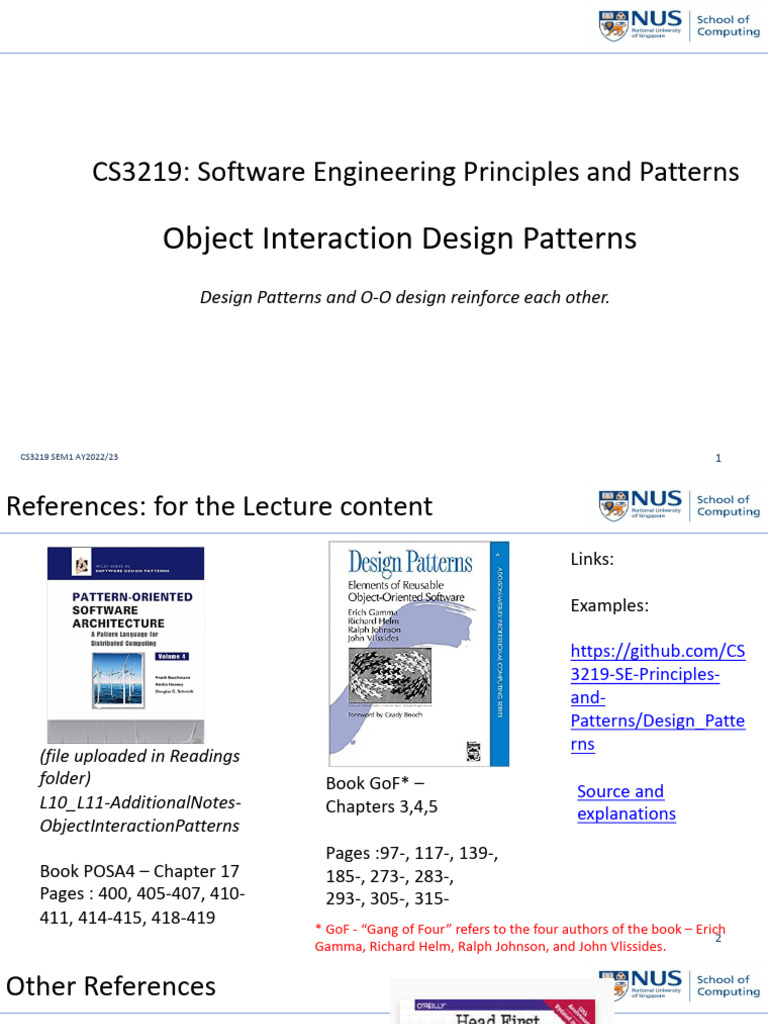 L10 11-ObjectInteractionDesignPatterns | PDF | Inheritance (Object ...