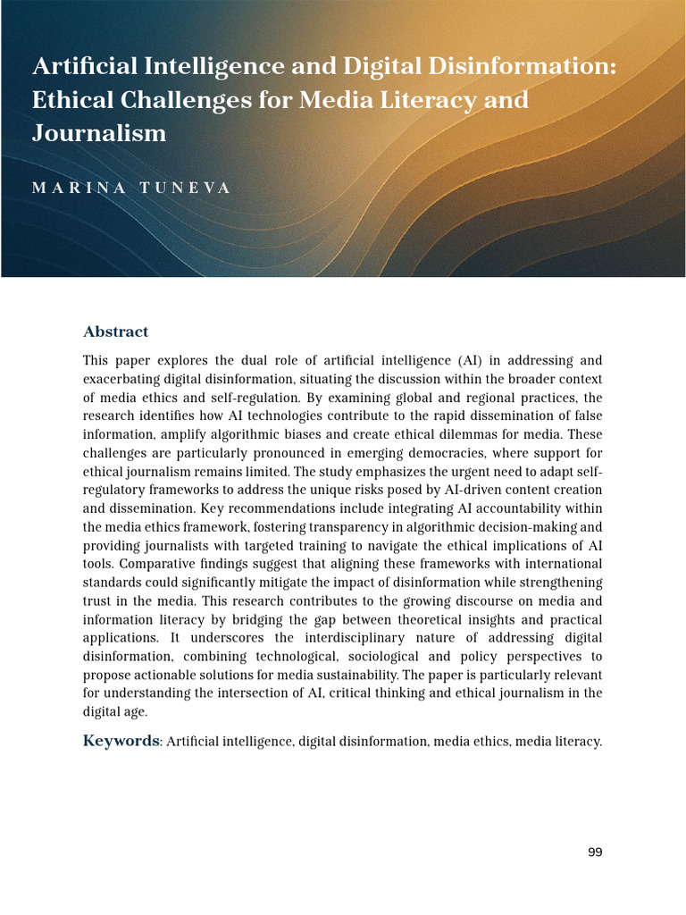 Artificial Intelligence and Digital Disinformation Ethical Challenges ...