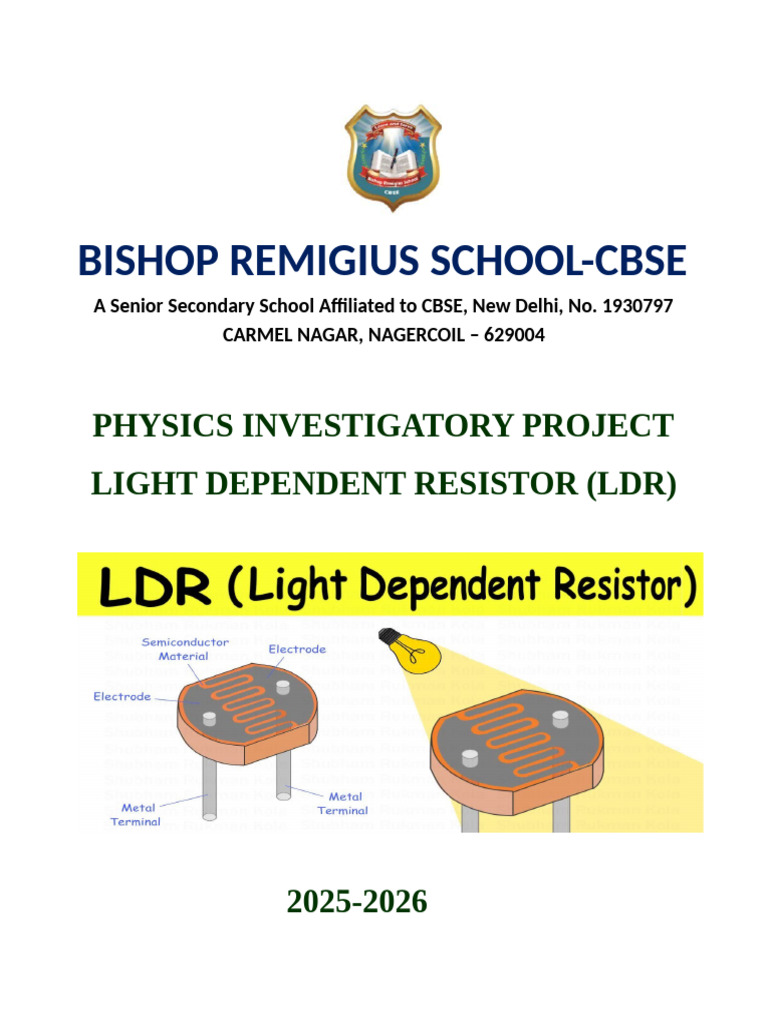 Physics Investigatory Project LDR | PDF | Electric Current | Electrical ...
