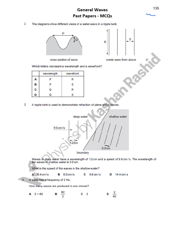General Waves Past Papers Solved | PDF | Waves | Sound