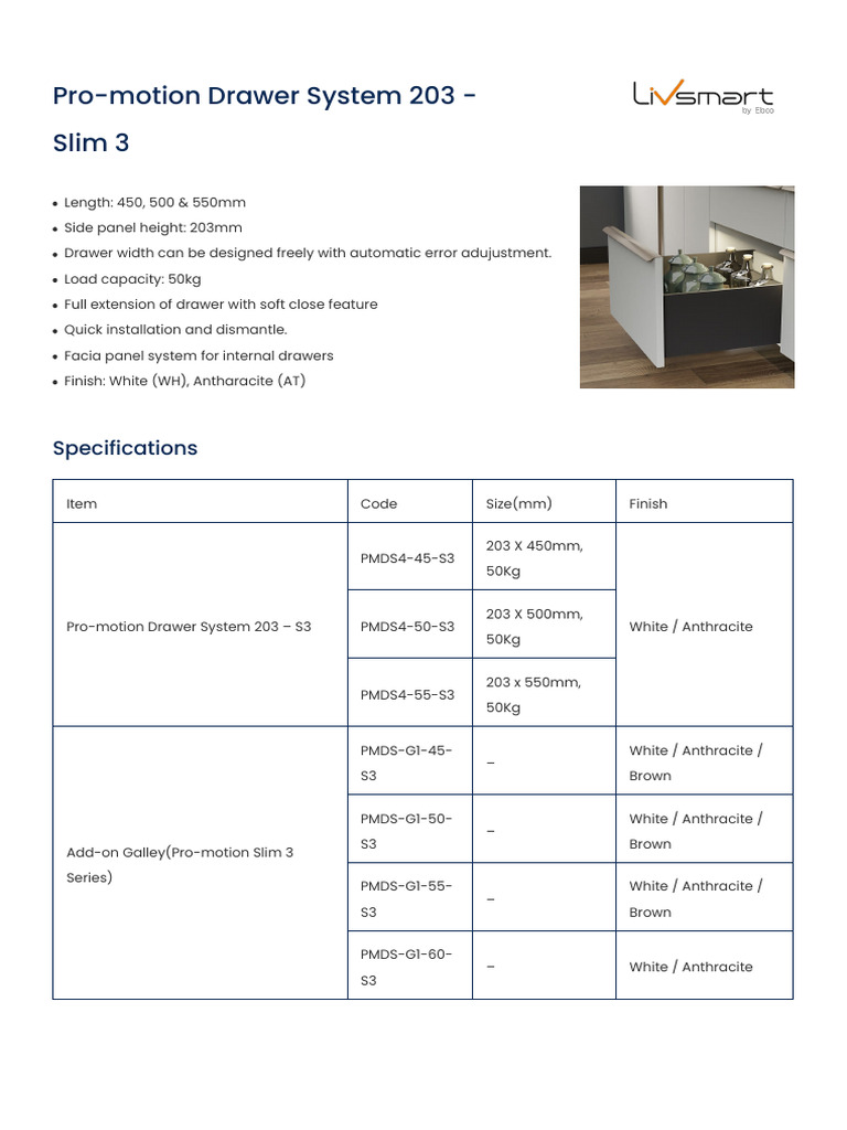 Pro-Motion Drawer System 203 - Slim 3 | PDF