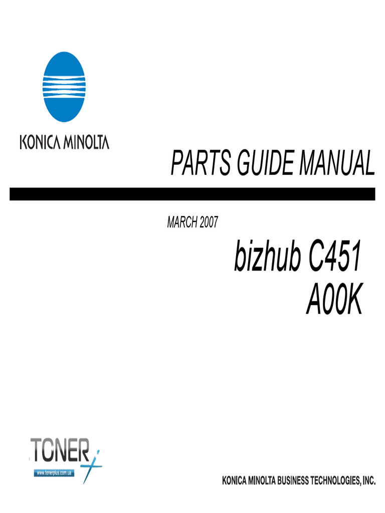 Parts Guide Manual: Bizhub C451 A00K | PDF