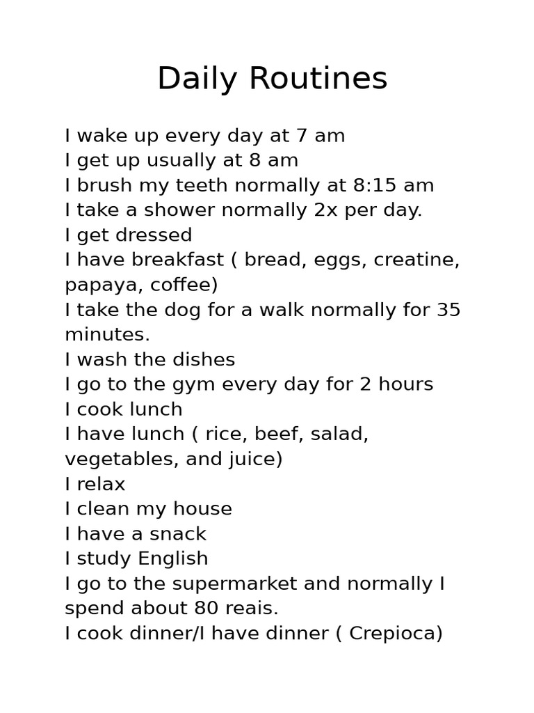 Daily Routines (Ang:Dia) | PDF