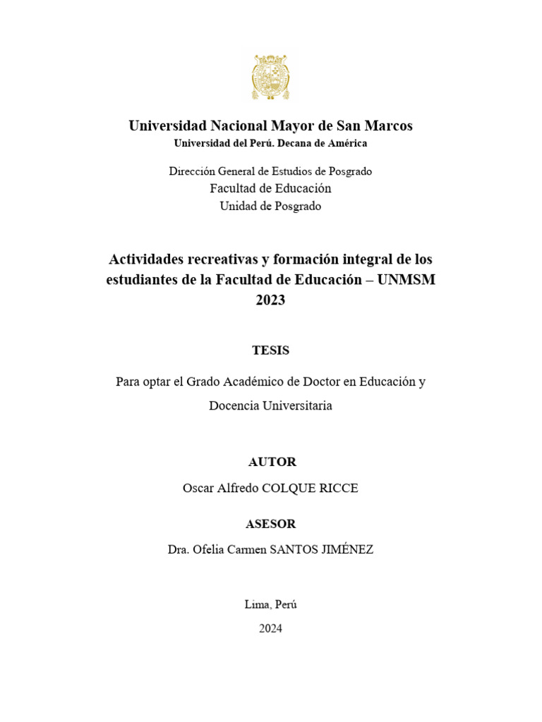 Colque | PDF | Doctorado | Universidad