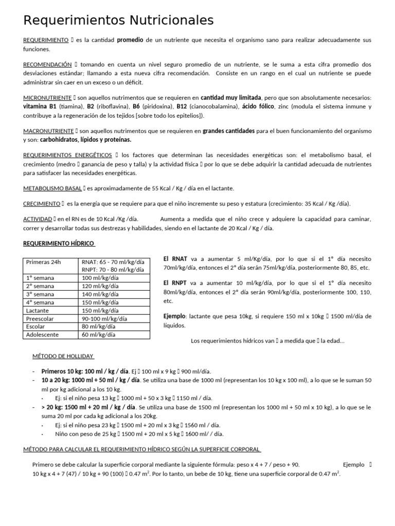 Req Nutricionales | PDF | Nutrientes | Vitamina