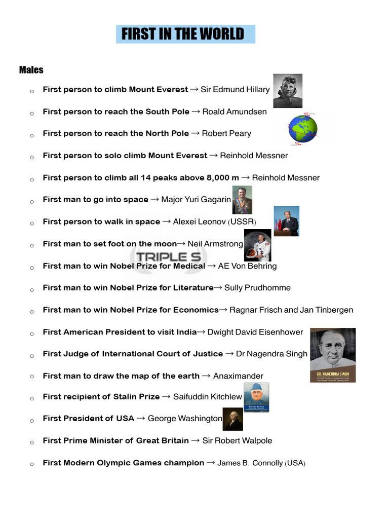 First in World Part 1 | PDF | Mount Everest