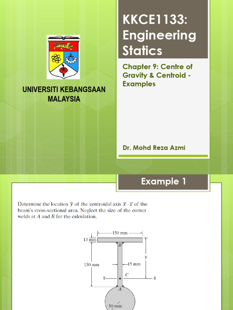 Chapter 9 - Center of Gravity and Centroid (Example) | PDF