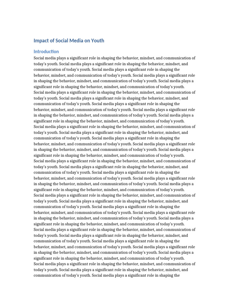 Impact of Social Media On Youth LONG | PDF | Behavioural Sciences ...