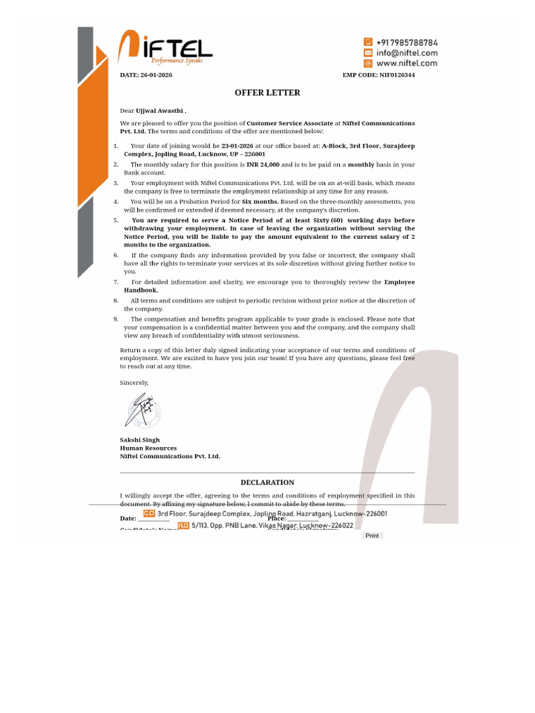Offer Letter | PDF