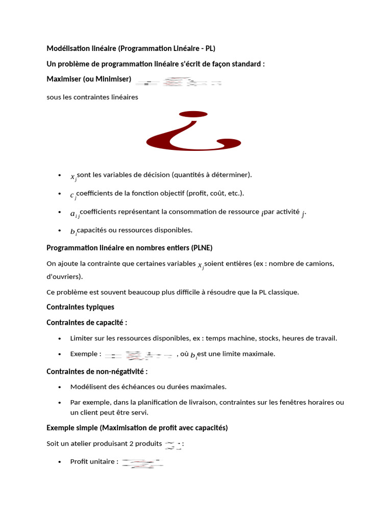 Modélisation Linéaire | PDF | Optimisation linéaire | Mathématiques ...