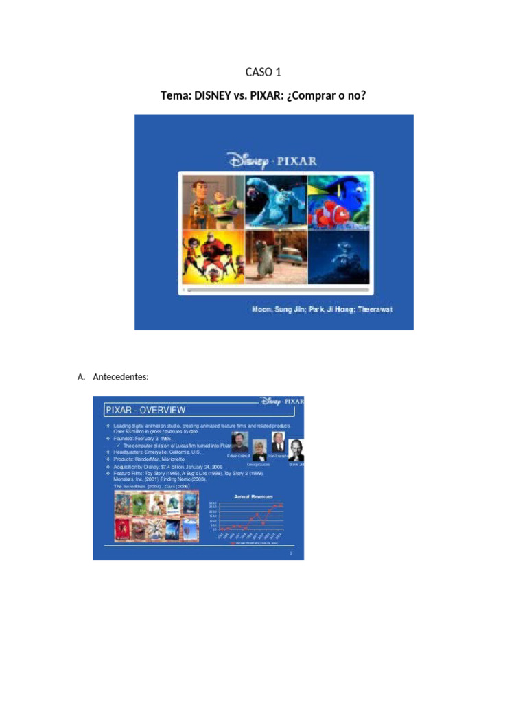 CASO 1 - Disney vs. Pixar (1) | PDF