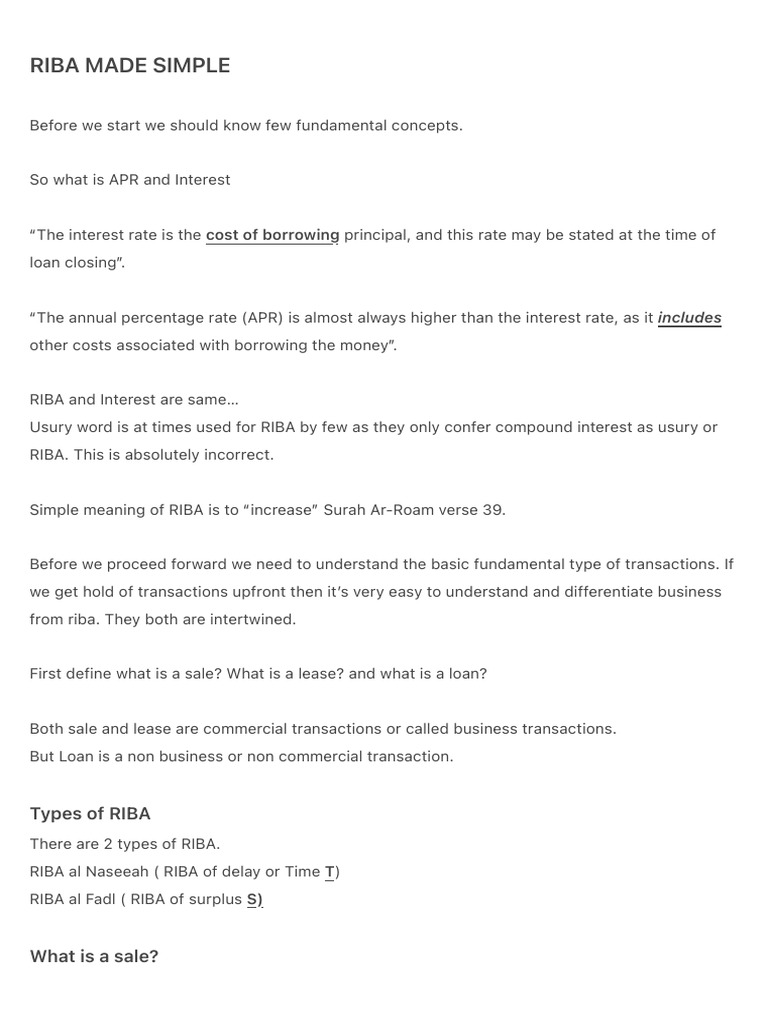 Riba Made Simple | PDF | Annual Percentage Rate | Interest