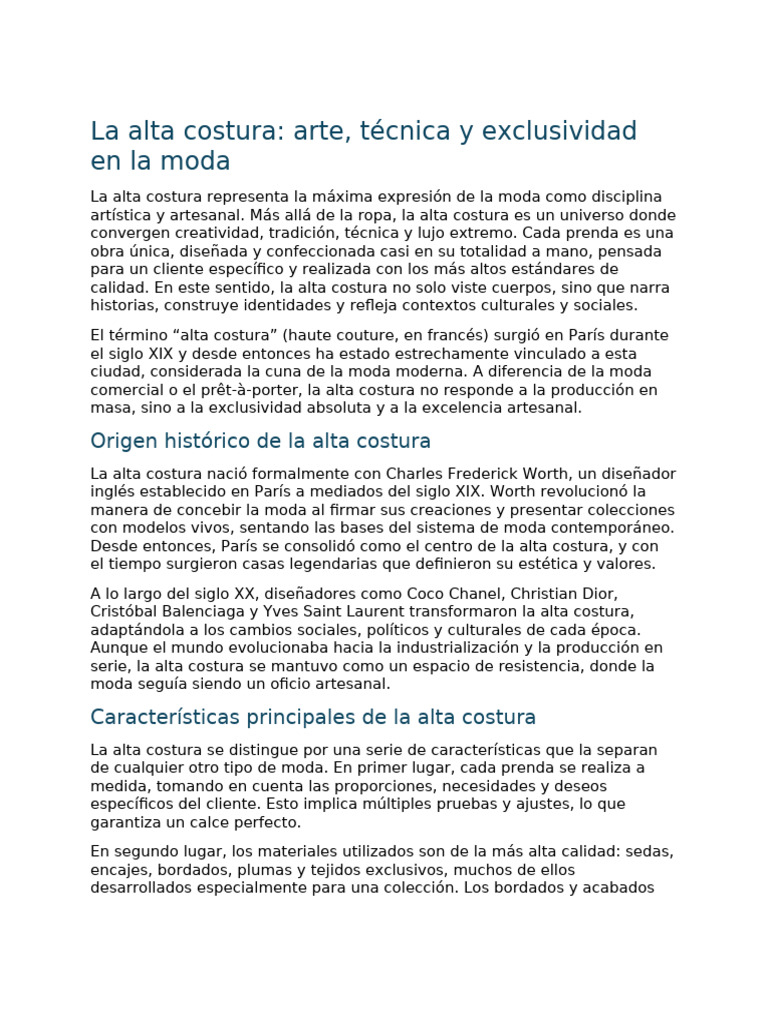 ¿Qué Es La Alta Costura | PDF | Moda | Ropa