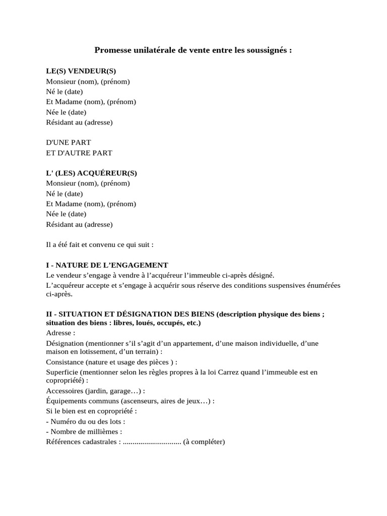 Modele Compromis de Vente 1 | PDF