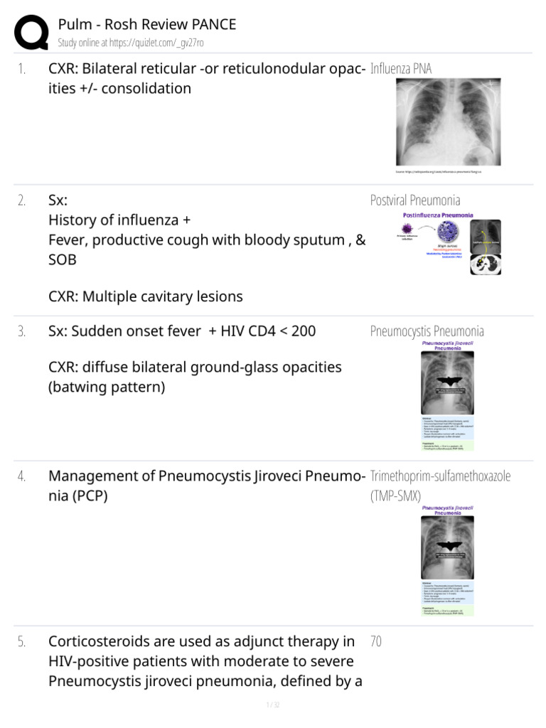 Pulm ? - Rosh Review PANCE | PDF | Respiratory Diseases | Lung Cancer