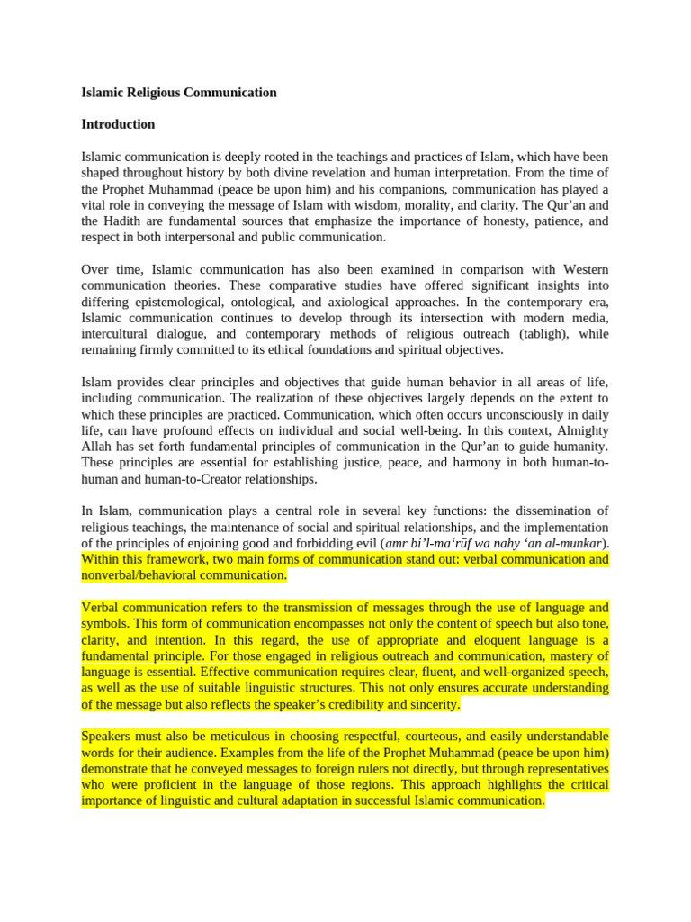 Eng - Islamic Religious Communication | PDF | Communication | Quran