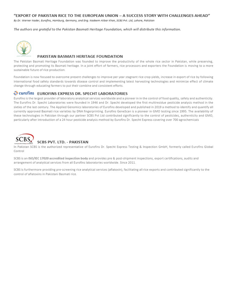 Rice Export Report | PDF | Rice | Genetically Modified Food