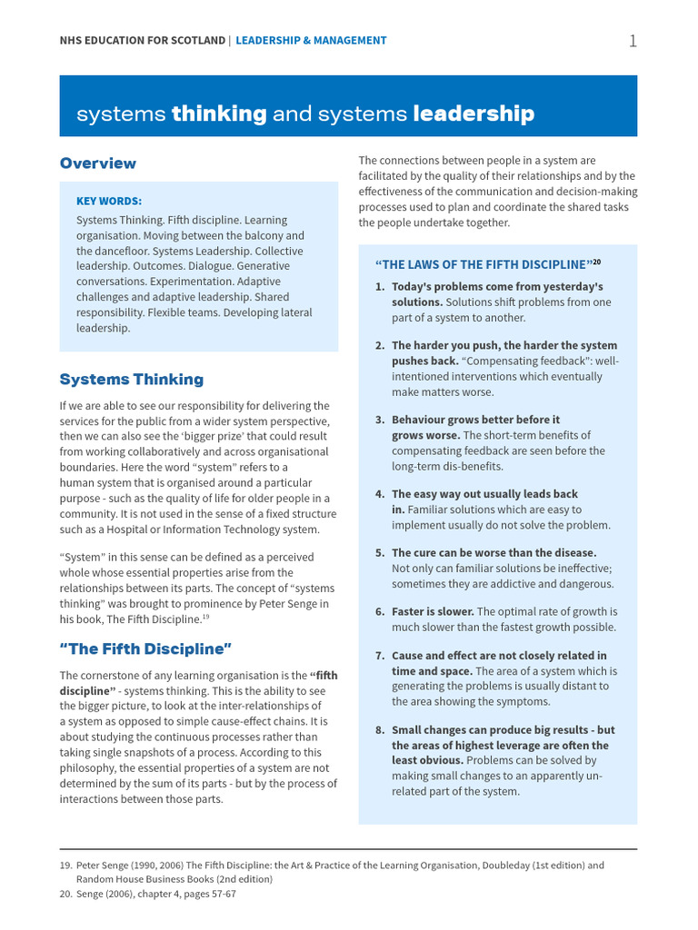 Systems Thinking and Systems Leadership | PDF | Leadership | Creativity
